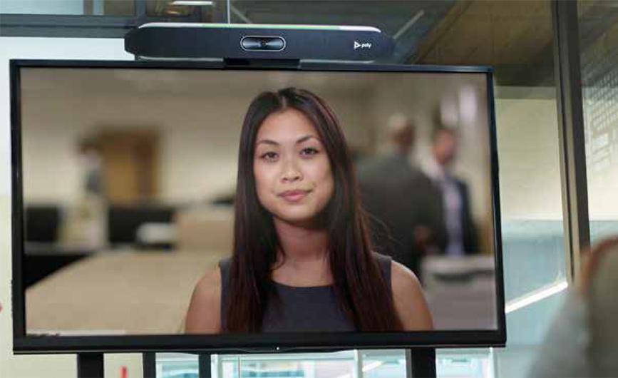 Asian woman on computer screen